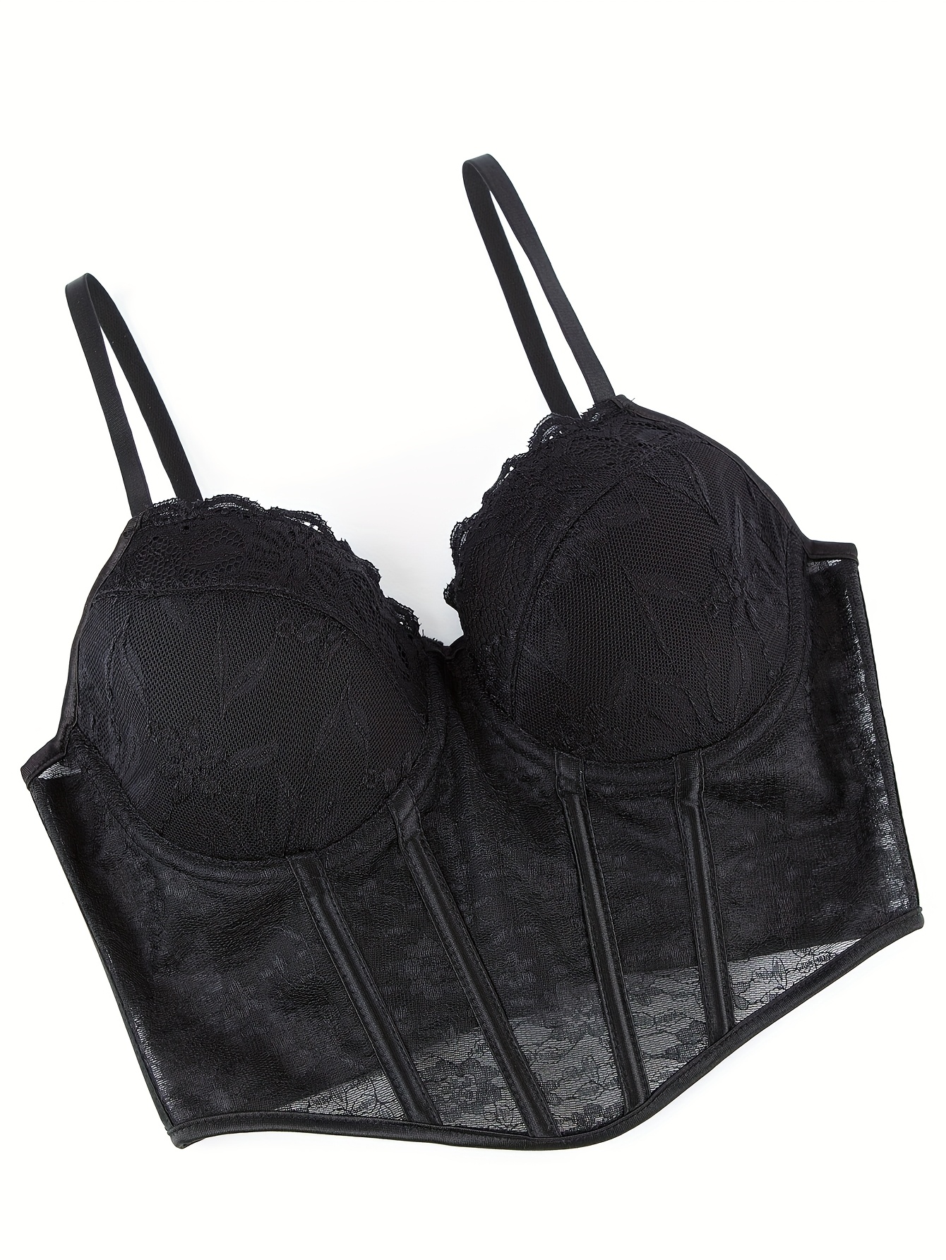 black lace push corset top women elegant floral print Temu Mauritius