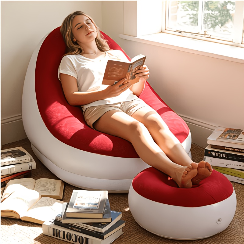 TEMU Sofá Hinchable con Reposapiés, Cama Sofá de Relajación para el Hogar, Sofá Cama para Camping al , Reclinable Casual para Adultos, Sofá Portátil,