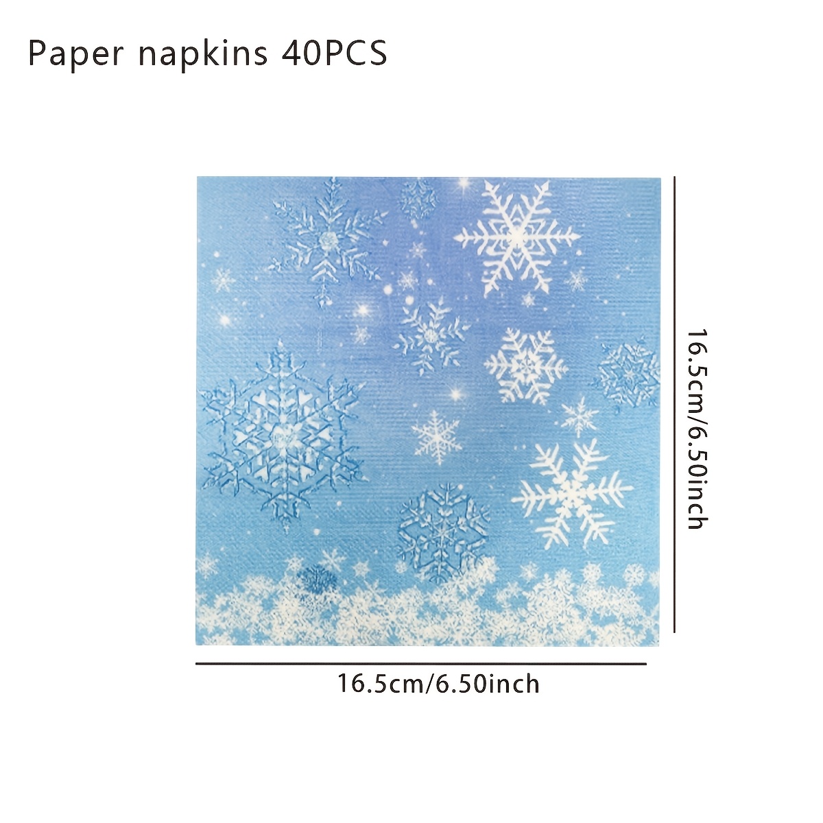TEMU Serviettes jetables imprimées motif de neige hivernales, serviettes carrées absorbantes flexibles épaisses à 4 épaisseurs, serviettes en papier