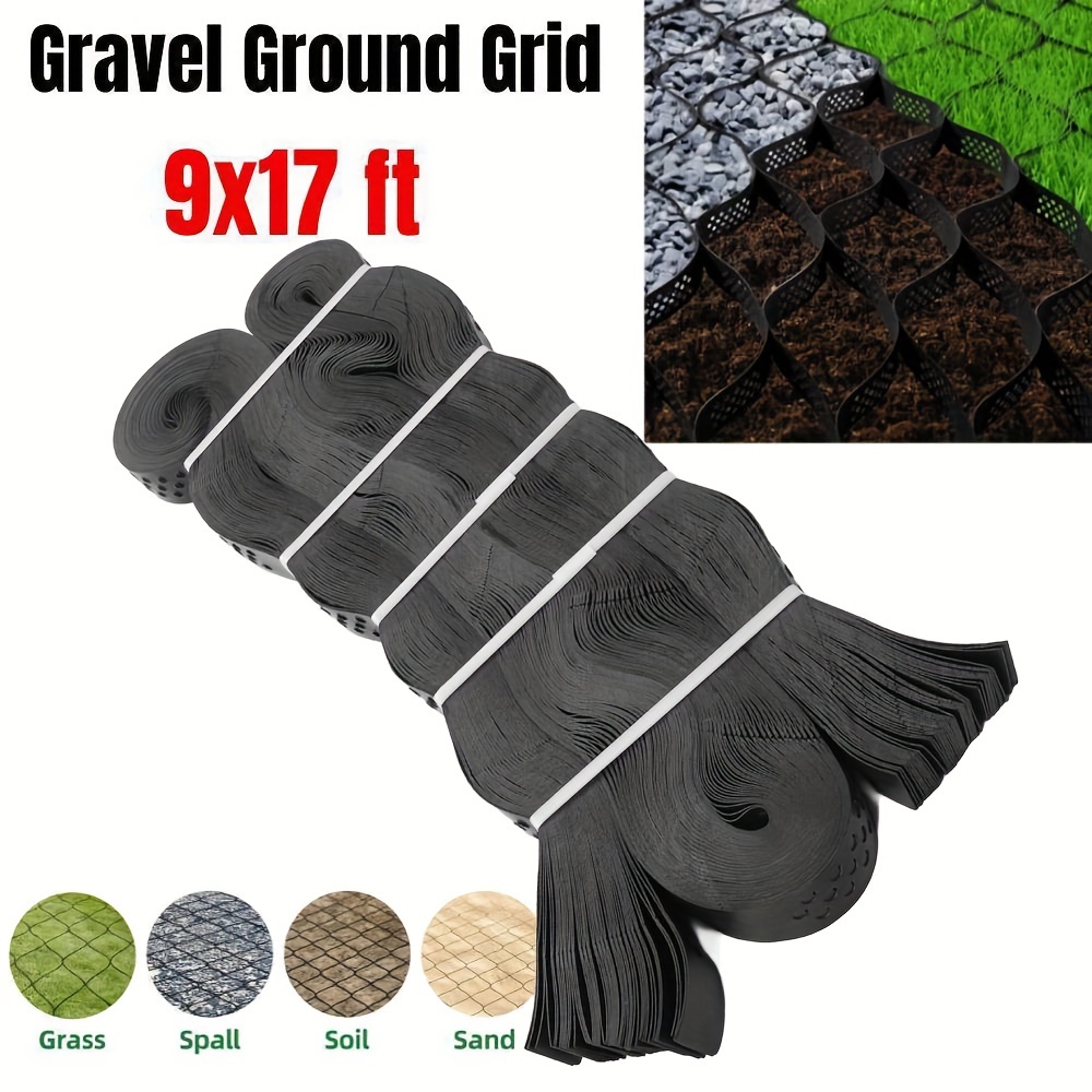 

9x17 Ft Gravel Ground Grid Hdpe Foldable Stabilization Grid For Garden Driveway Parking Lot