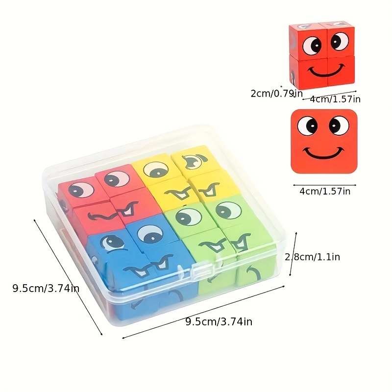 Interactive Wooden Four-player Puzzle Game With 64 Face-changing Cube Blocks, Children's Puzzle, Party And Competition Brain Teaser Toy, Great Thanksgiving, Easter, Christmas Gift For Boys And Girls