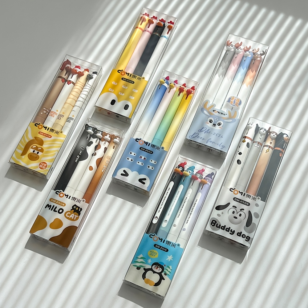 TEMU 28pcs/set Series Gel Pen 0.5mm Fun Animal Quick-dry Pens Dog Parrot Penguin Deer Horse Shaped Writing Pens School Office Supplies Fun Gift