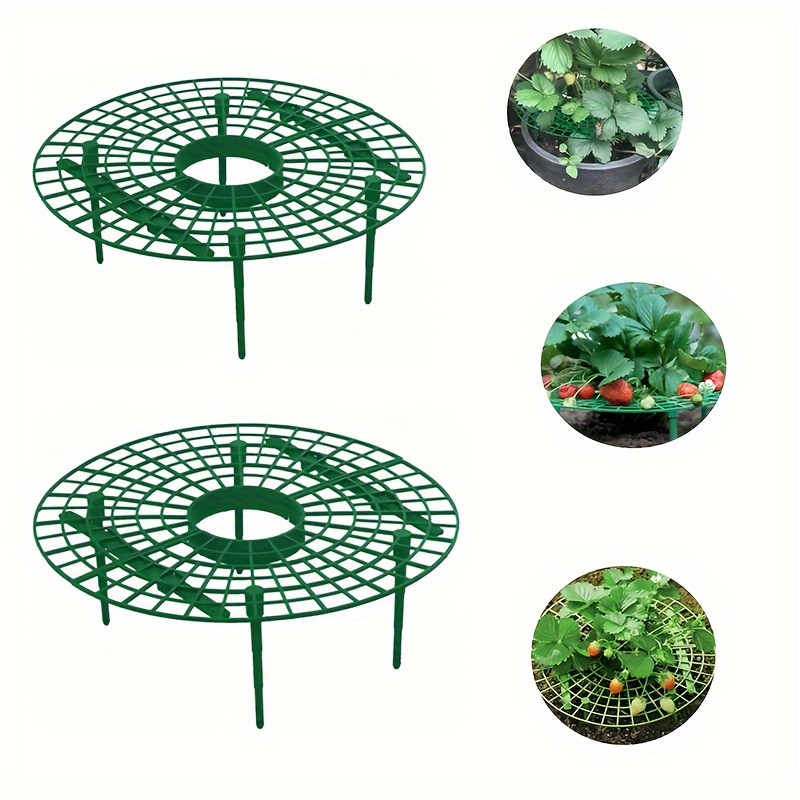 

2-piece Green Plastic Strawberry Support Racks - Easy Assembly Fruit & Vegetable Growing Holders For Garden Plant Care