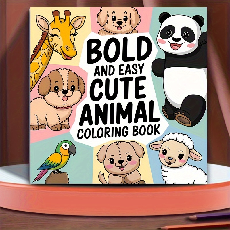 

1pc Bold And Easy Cute Animal Coloring Book, 20 Pages, Soft Cover, High-quality Paper, Ideal For Christmas, Halloween, Thanksgiving, Seasonal Gifts , Family, And School