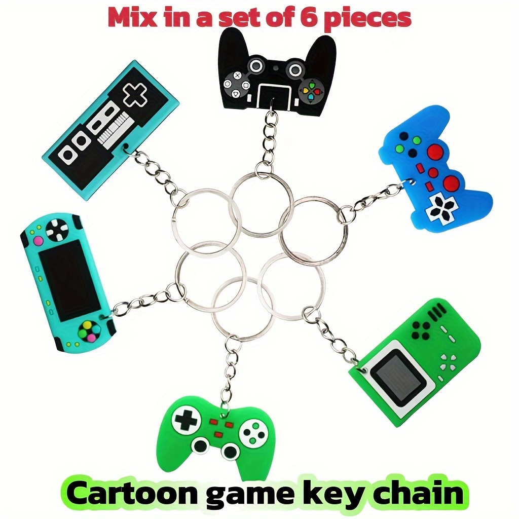 

Set Of 6 Cute Cartoon Game Console Models Keychains Mixed Pack Pvc Soft Glue Game Controller Bag Car Keychain Pendant Ornaments For Holiday Party Small Gifts