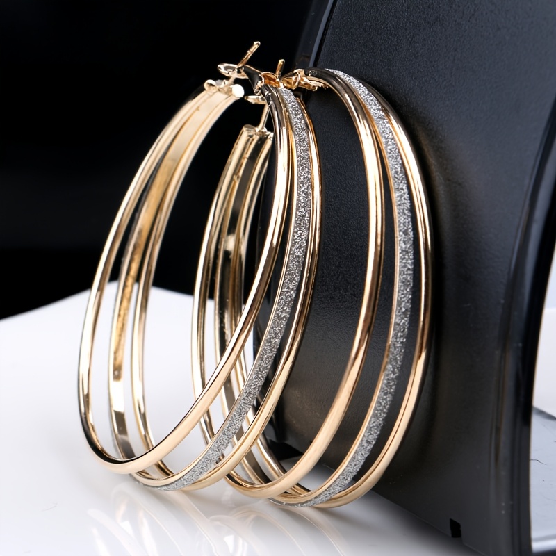 Image of European And American Popular Frosted Large Earrings Stainless Steel Round Fashion Temperament Earrings Personalized Exaggerated Suitable For Women's Casual Party Wear Versatile Additions
