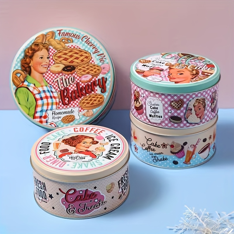 3pcs retro pattern round storage box set for office home desk organizer and jewelry display 0
