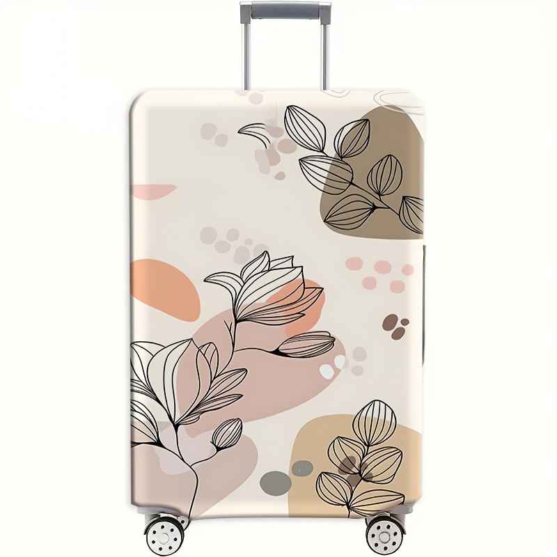 TEMU A 2d Flat Travel Essential Luggage Cover Featuring A Plant Design, Your Luggage . An Elastic Accessory Suitable For Directional Wheel Luggage,