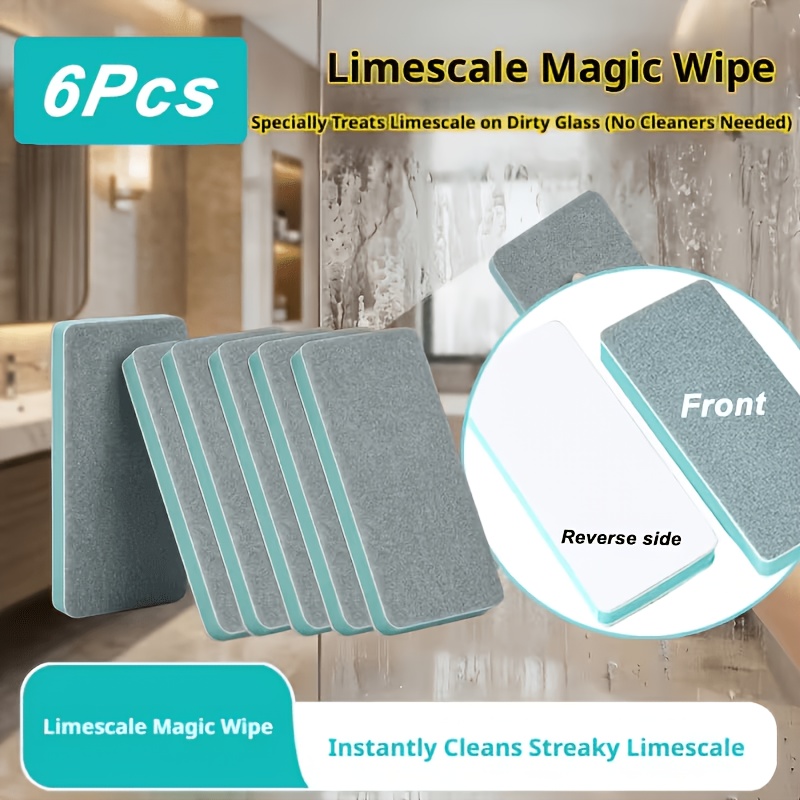 TEMU 6pcs Glass Scale Magic Cleaning Brush, Household Bathroom Mirror, Shower Room Ceramic Tile, Powerful Water Scale Removal Tool, Water Stain