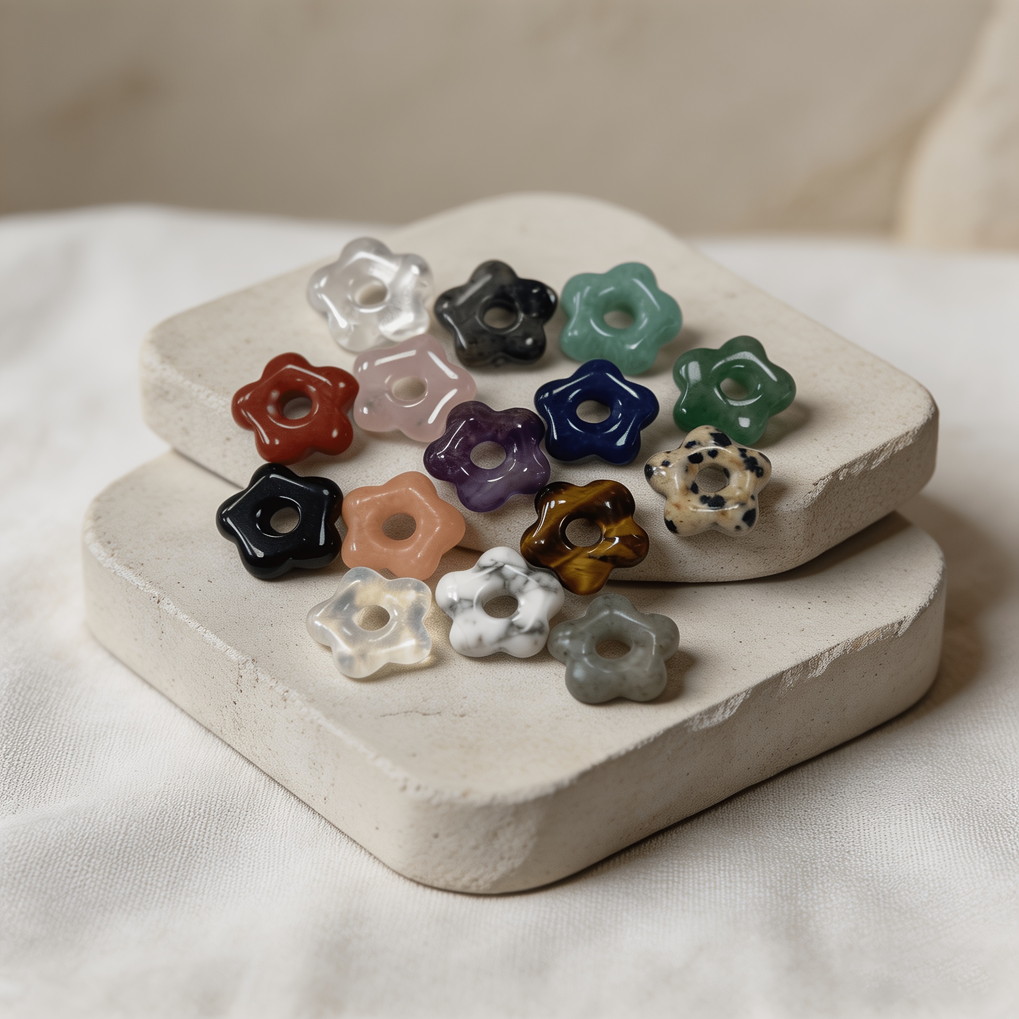 1pc Random Color Mixed Natural Crystal Flower Spacer Bead for Jewelry Making