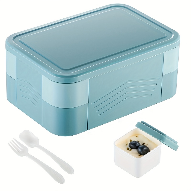 Image of 2 Tiers 1550ml Bento Box, 6 Compartments Lunch Box Food Containers For Work And School