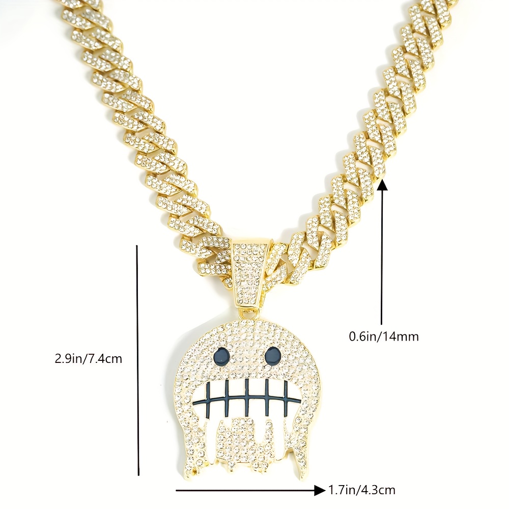 Hip Hop Ice Face Pendant Cuban Chain Necklace