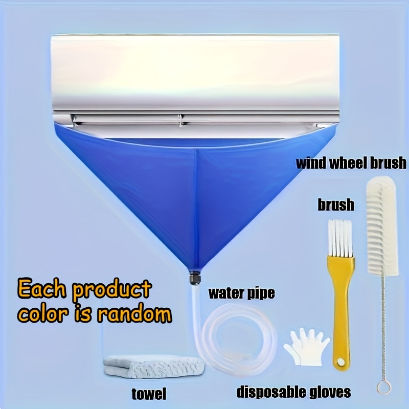 TEMU 6pcs Air Conditioning Cleaning Kit: Dust Cover, Water Bag And Tools - For Wall-mounted Units - To Protect Walls And Furniture From - And Renters -