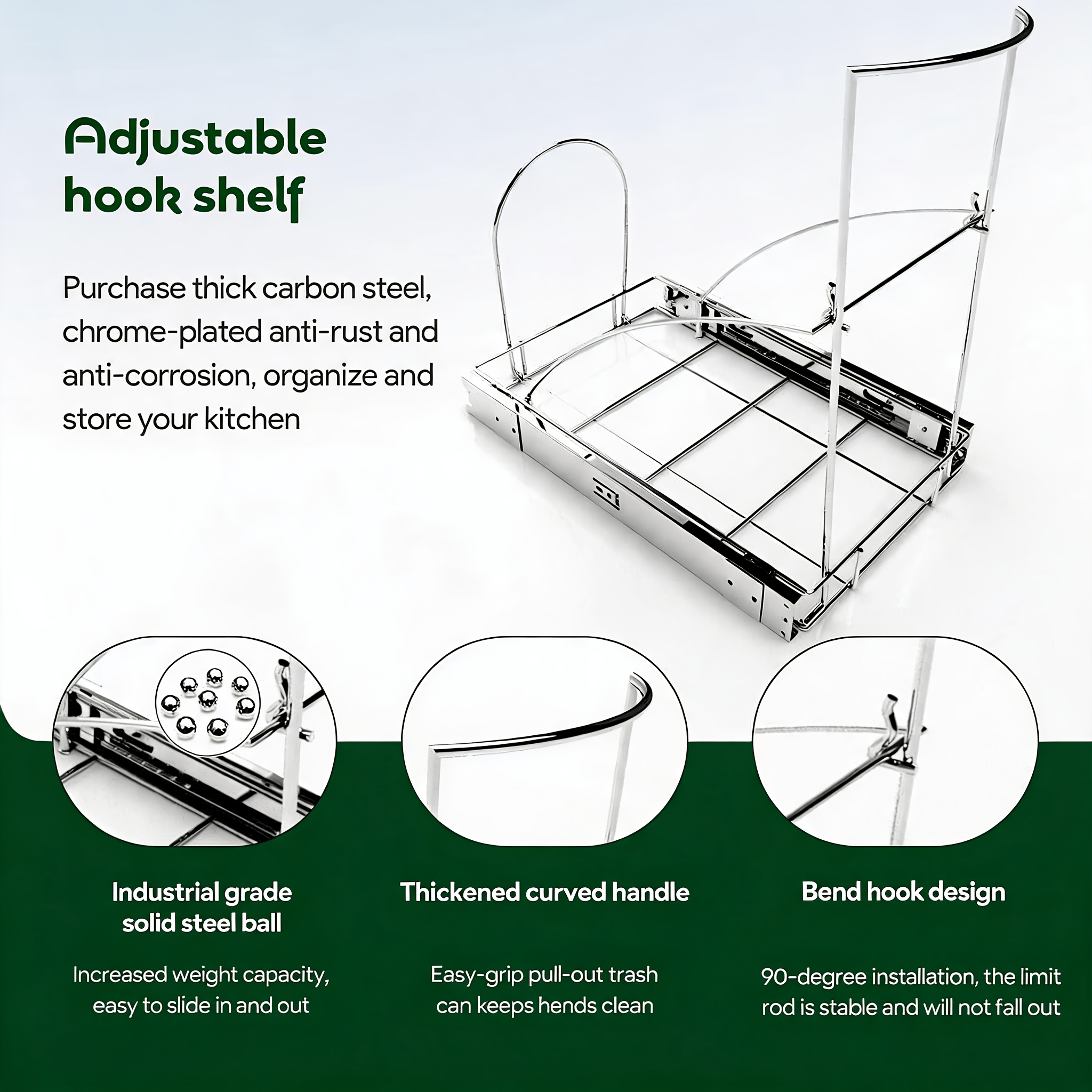 1pc Pull Out Trash Can Rack Under Cabinet, Requires 28.5cm W X 43cm D Cabinet, Under Sink Trash , Slide Out Shelf (trash Can Not Included)