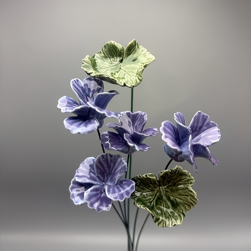 Image of 6pcs Chinese Name Ceramic Flowers Suitable For Home, Wedding, Easter, Spring, Fall Bouquets - Realistic Fake Flower Bouquet, Never-fading Table Centerpiece, Low-maintenance For Holidays (6 )