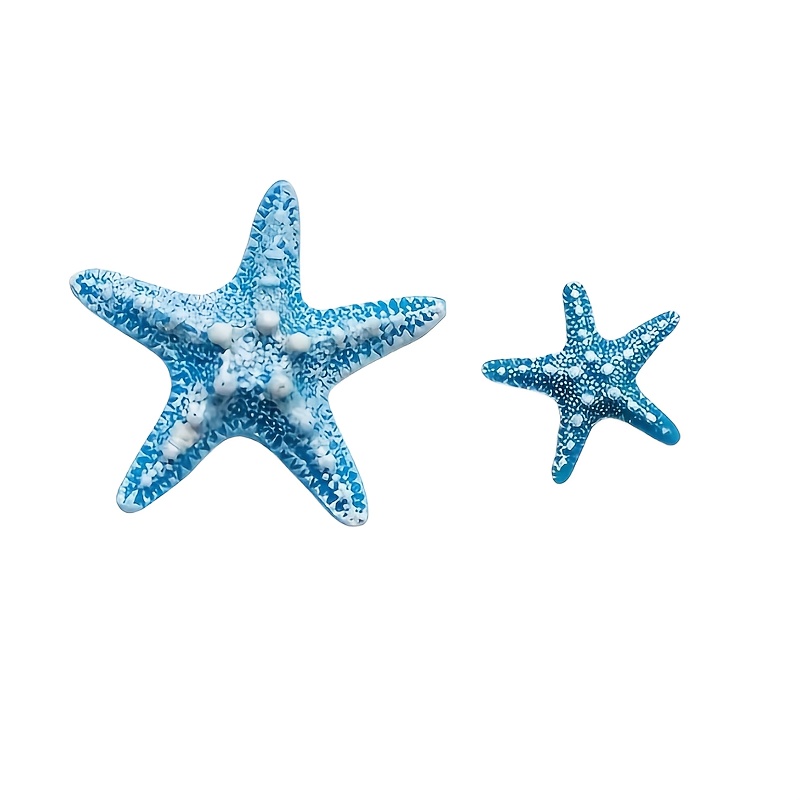 Image of 2pcs Different Styles Of Blue Resin Starfish Decorative Statues, Desktop Display, Suitable For Multifunctional Home And Office Decoration, Starfish Statues, Bookshelves, Living Rooms, Coffee Shops