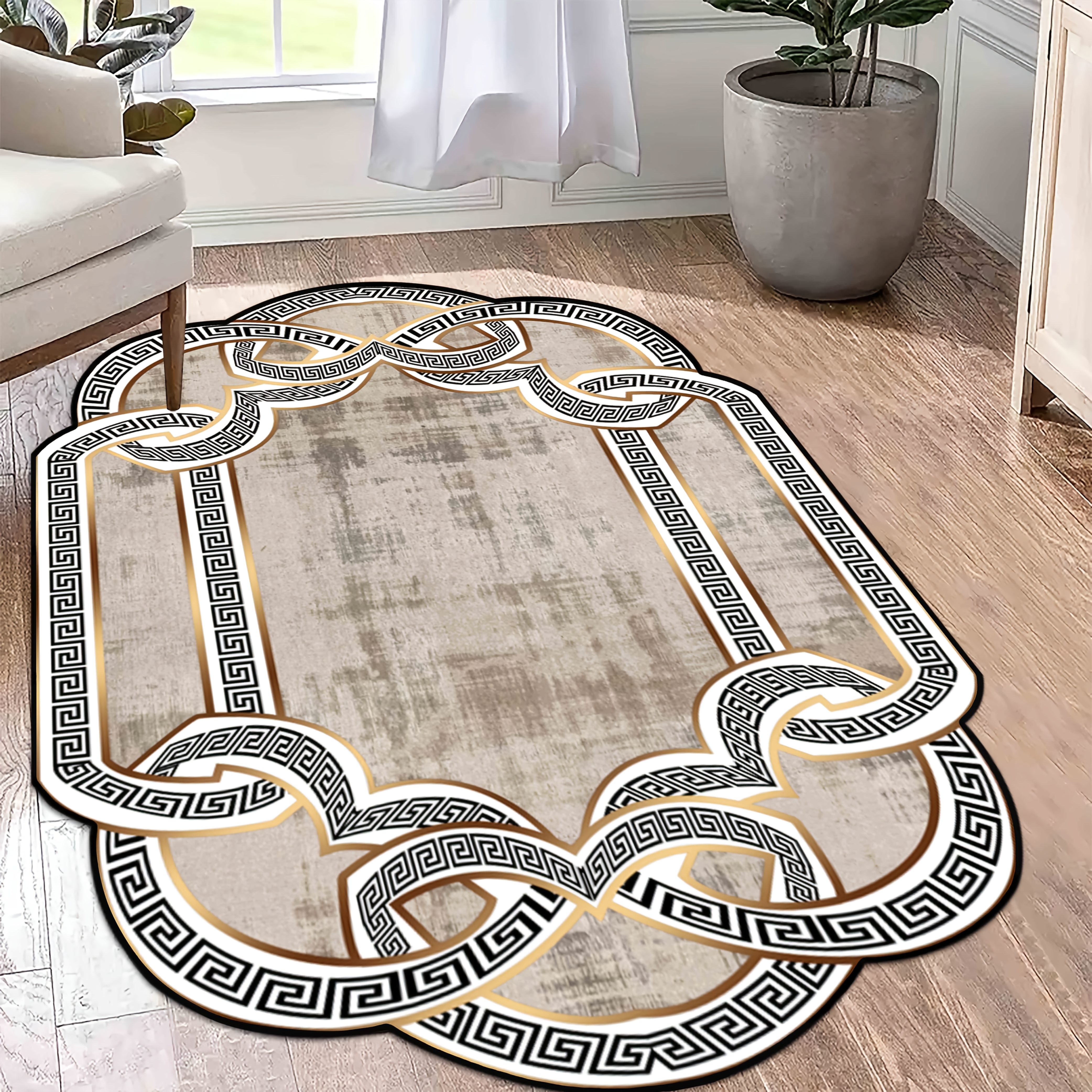TEMU Golden Diamond Fleece 1pc, - Style Hotel Welcome Long Mat, Soft Bedside Pad In Bedroom, Luxurious And Stylish Living Room Mat, Anti-slip Pad For