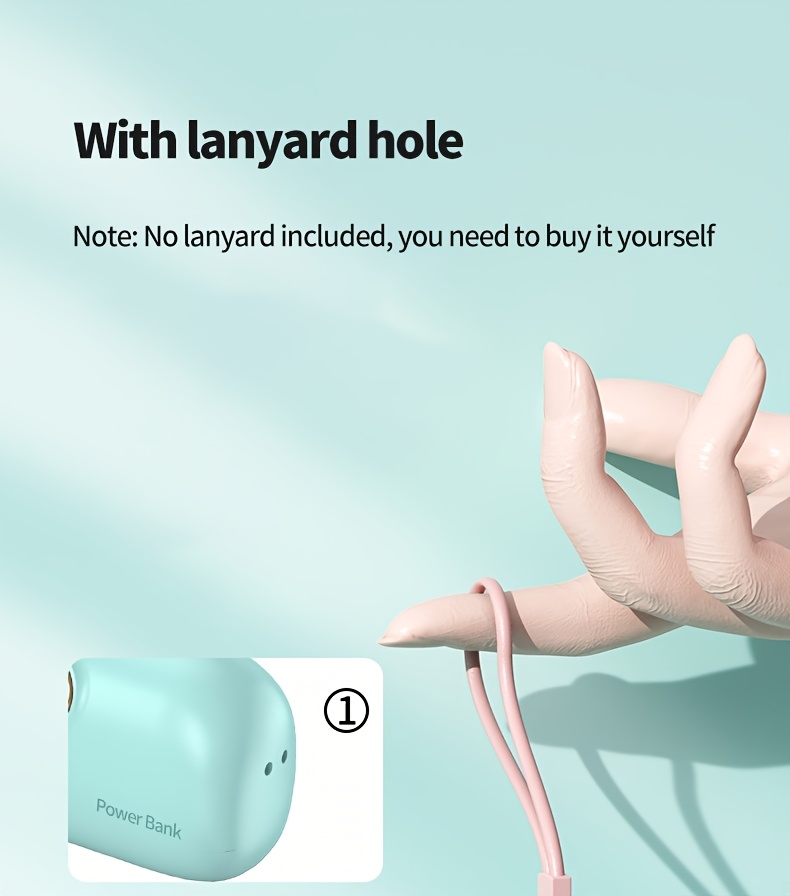 迷你便携充电宝5000毫安，带led电量显示，体积小巧容量大，22.5w超级快充，内置type-c接口，轻便易携，适用于三星/小米/ 等手机，应急备用电源, 旅行充电器,轻量化充电器,时尚移动电源,可靠的移动电源,usb-c 充电器,户外爱好者,科技爱好者 商品详情 11