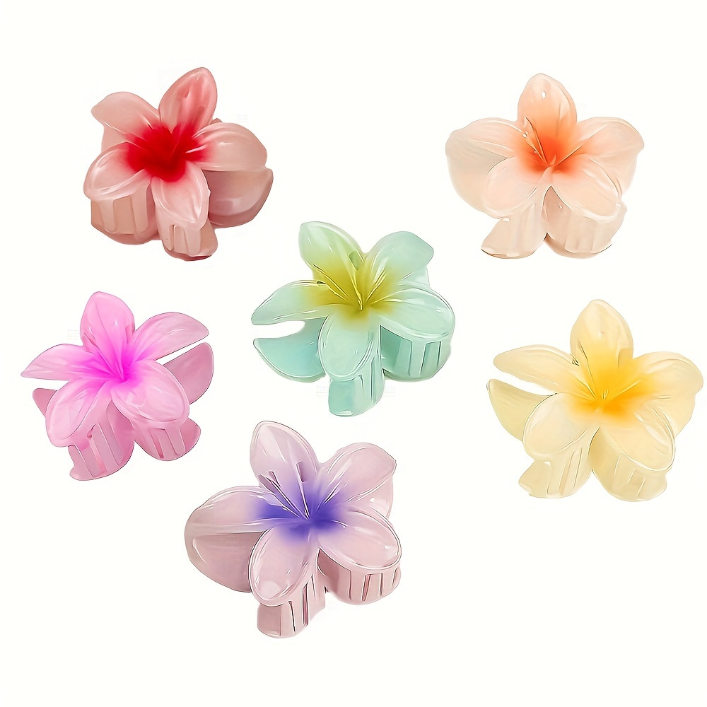 

3/6 Pcs Double Color Gradient Flower Hairpins - Cute, Acrylic, Flower-shaped, Suitable For Women, Girls, And Fairies, Perfect For Casual Hairstyles, Gift, Photo Props