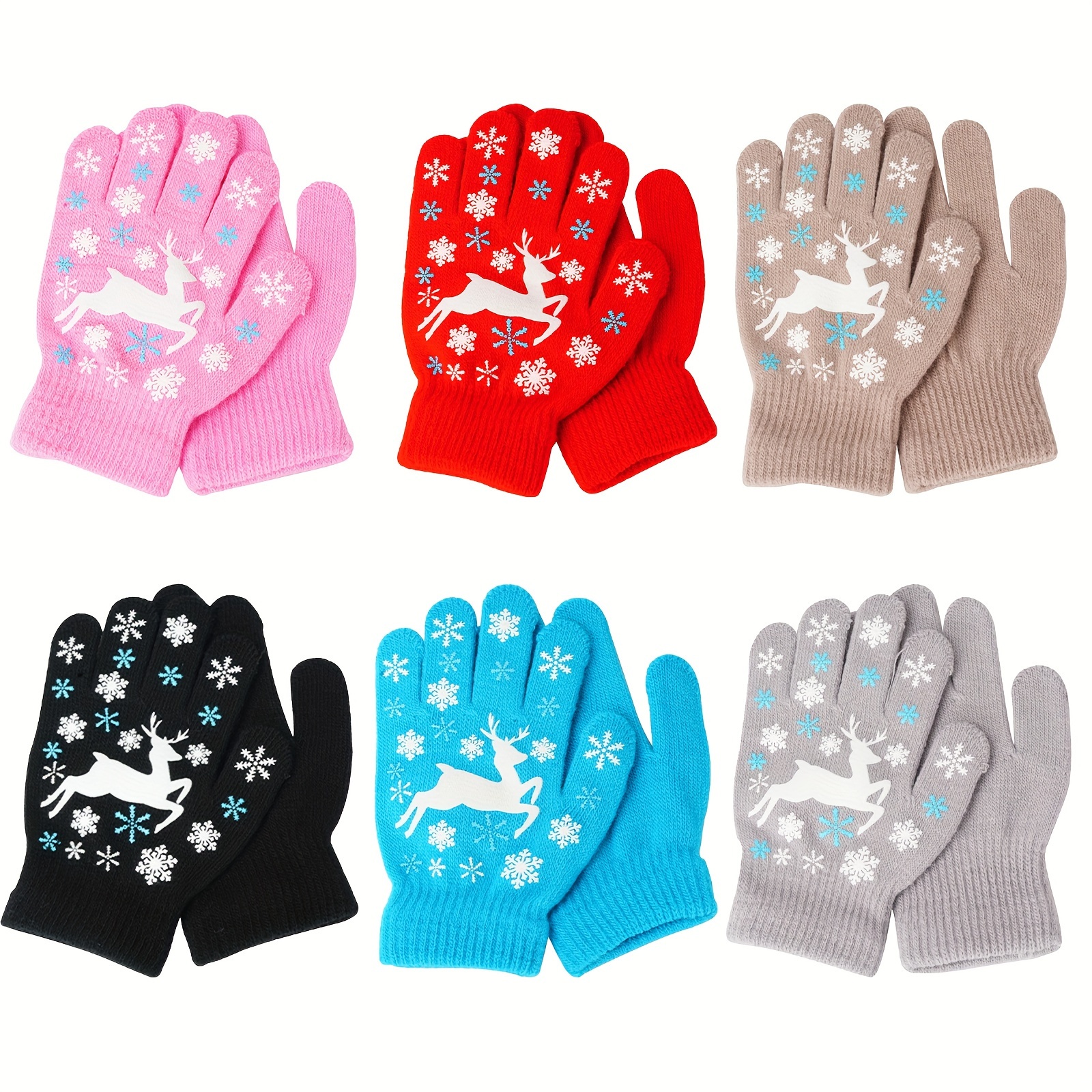 

3pcs Cozy Kids' Elk Gloves - Cute & Warm Plush Winter Gloves For Boys & Girls, Ages 2-8