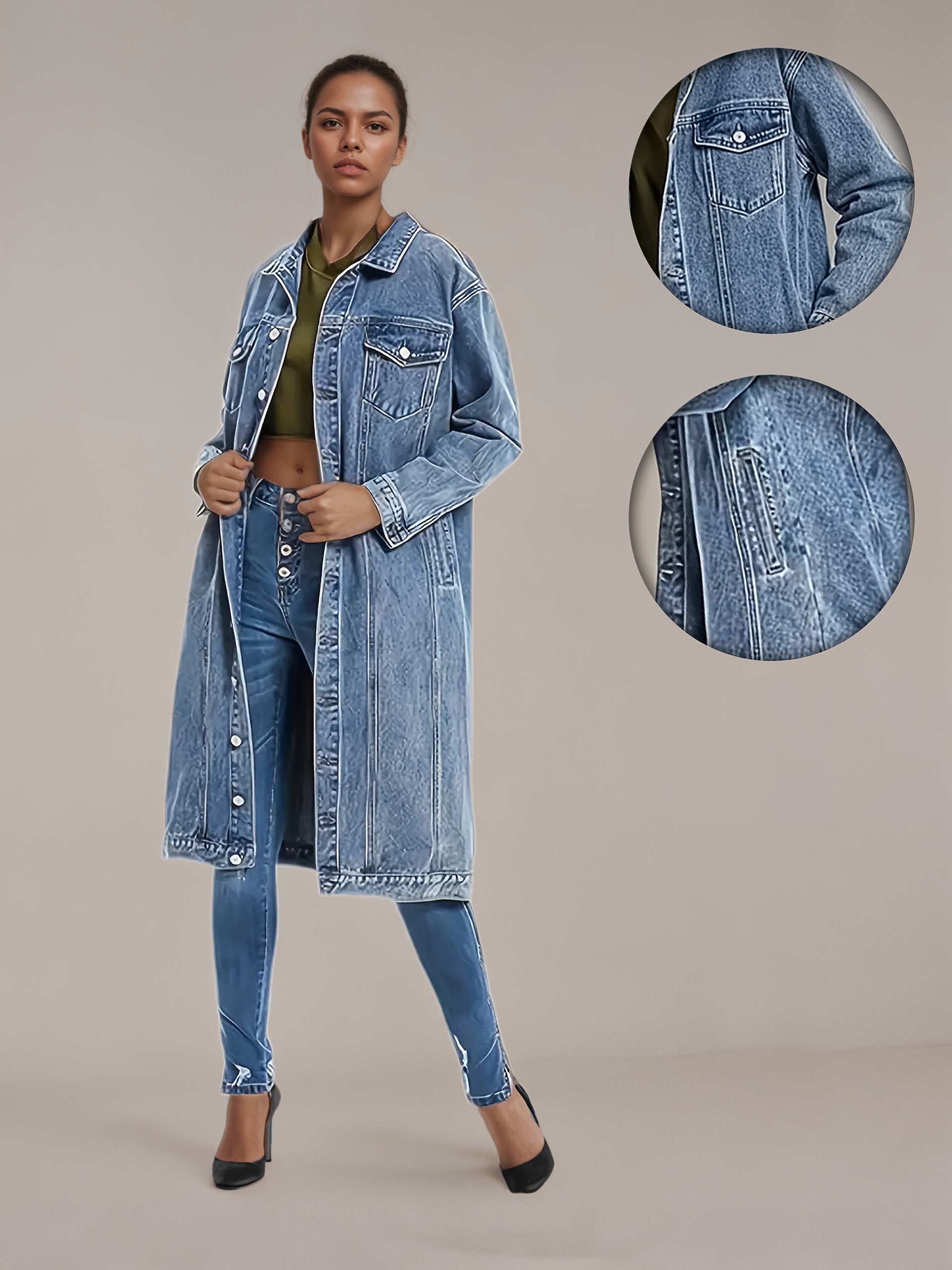 【AMERI】FAKE LAYERED DENIM LONG COAT FAKE LAYERED DENIM LONG COAT ameri Gジャン・デニムジャケット