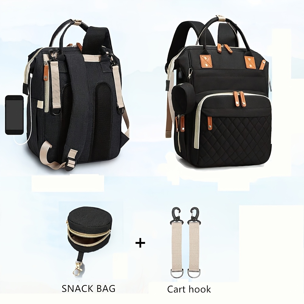 Mochila Acolchada de Gran Capacidad para Pañales; Bolso Versátil para Padres de Viaje; Bolso Ligero y Portátil con Múltiples Compartimentos, Bolsillos para Snacks y Chupetes para Madres - Imagen 3