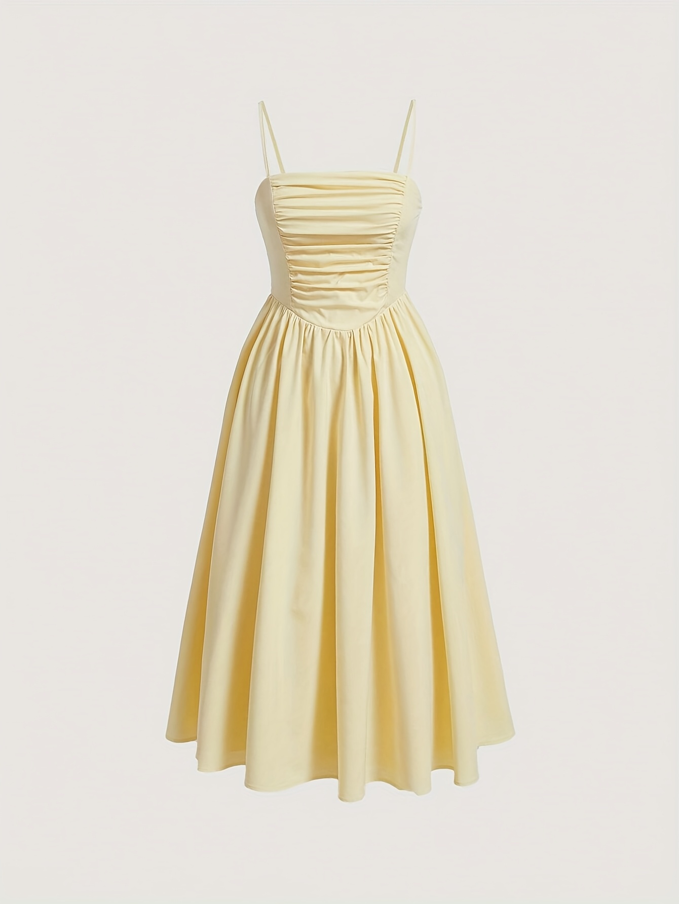 elegant shoulder a line dress in solid beige - Temu Oman