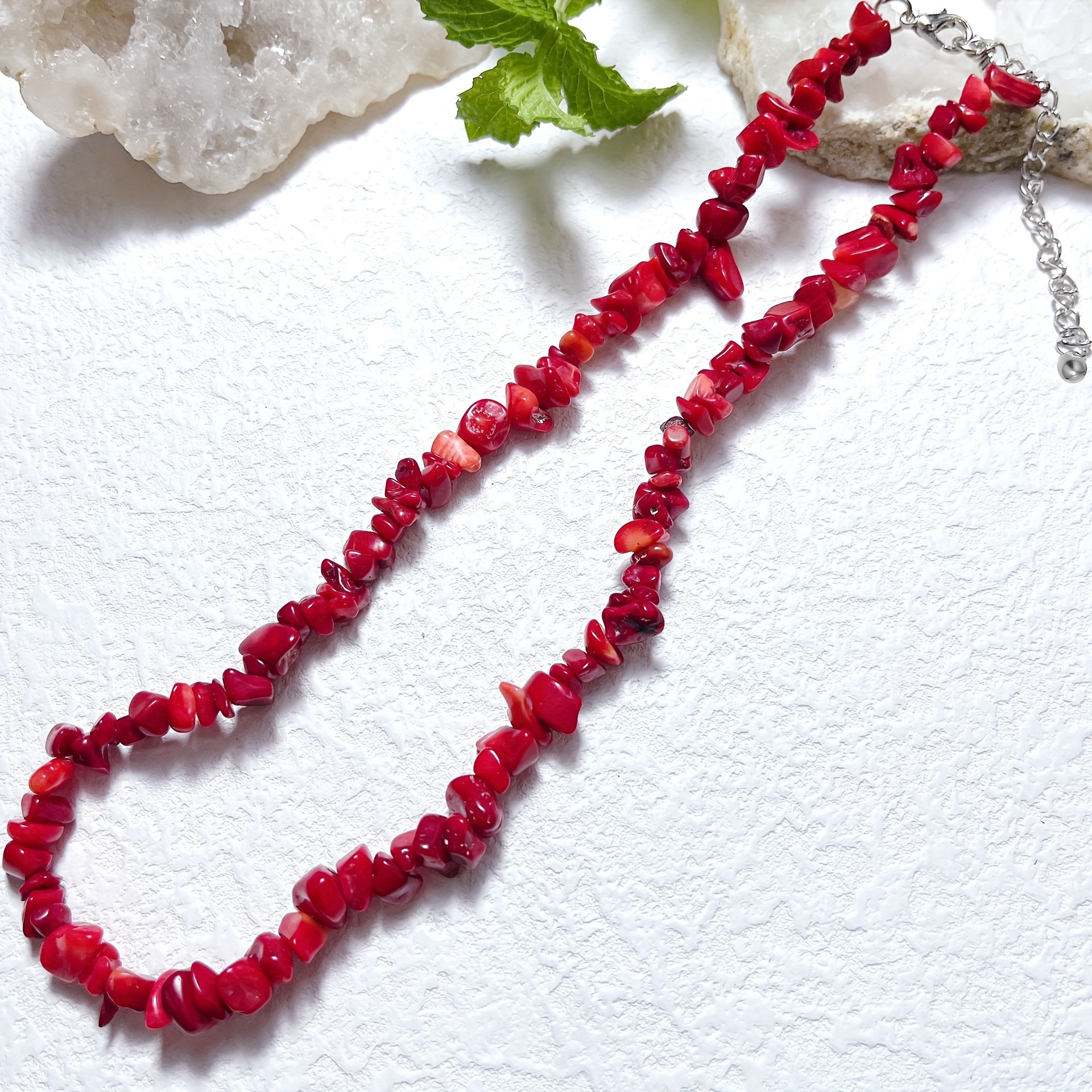 TEMU Collier et bracelet de perles de galets de naturelle de style bohème, parfaits pour les fêtes, anniversaires, , , vacances, shopping et
