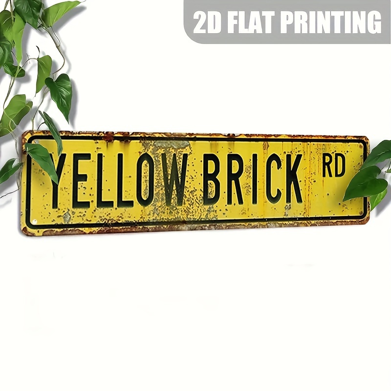 

Vintage Style Decorative Sign "yellow Brick Rd" - Aluminum Wall Hanging Plaque, Multipurpose, Ideal For Home, Garden, Bar Decor, Fun Gift, English Text - 1 Pc