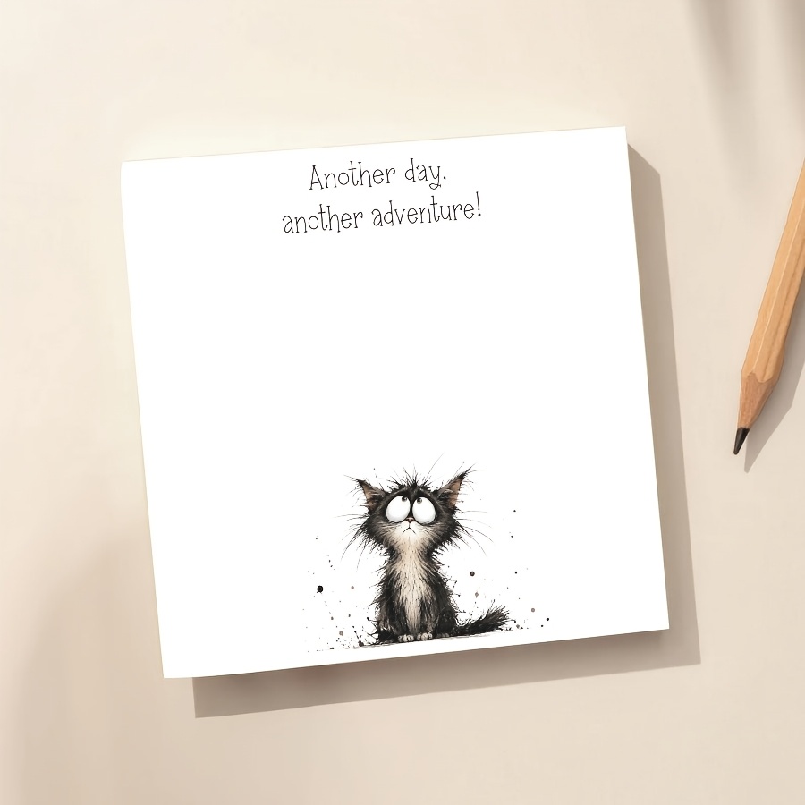TEMU 1pc/50 Sheets Memo Pad, Cute Black Cat Illustration Design For Notes, To-do Lists & Study Planning, Back To School Gift