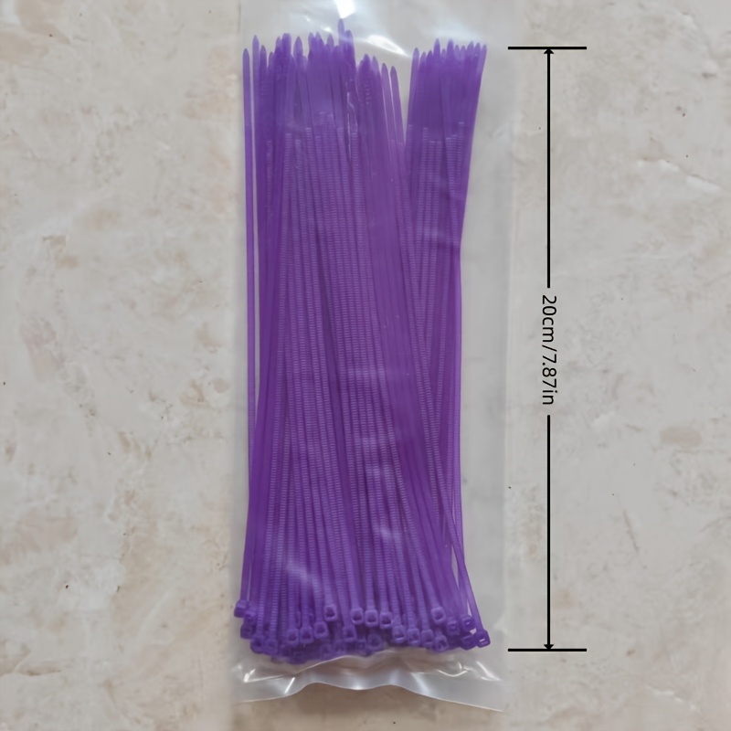 Image of 100pcs Purple Nylon Cable Ties - Thick, Durable, Waterproof Straps For Secure Cable Management, Ideal For Home And Office Use, Cable Management Ties|vibrant Cable Ties|durable Cable Ties