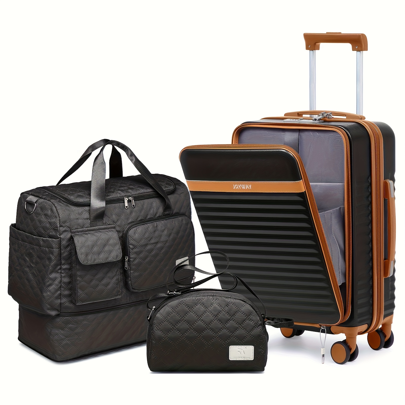 Image of Joyway Travel Luggage Set, Portable Carry-on Luggage Set, Carry-on Luggage Set, With Universal Wheels, Rhinestone Pattern Travel Bag And Toiletry Bag
