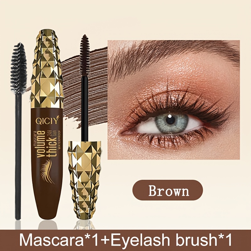 [2pcs] [mascara And Eyelash Brush] Waterproof Mascara, Volumizing Lengthening Curling, And -free, Non-greasy Long-lasting Formula, Natural Thick Look, , Buildable Coverage, Wear