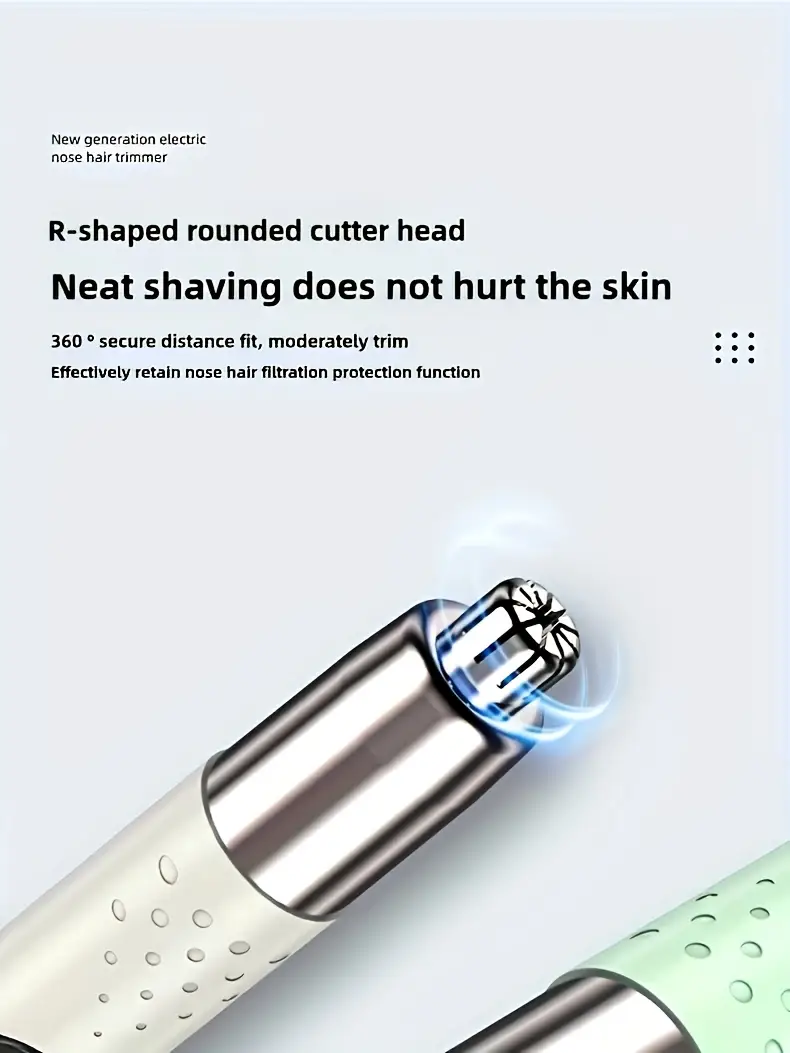 2pcs professional ear and nose hair trimmer portable electric nose hair trimmer neutral design stainless steel blade removal fashionable and simple usb charging suitable for trimming nose hair eyebrow and ear hair Product details 2