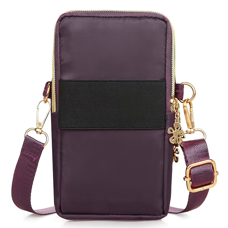 [Random Zipper Pull] Women'S Mini Crossbody Phone Bag - Lightweight Nylon, Adjustable Strap, Black, Vertical & Portable with Wrist Strap, Casual Summer Style, Casual Phone Bag | Minimalist Design | Lightweight Nylon, Small Crossbody Bag