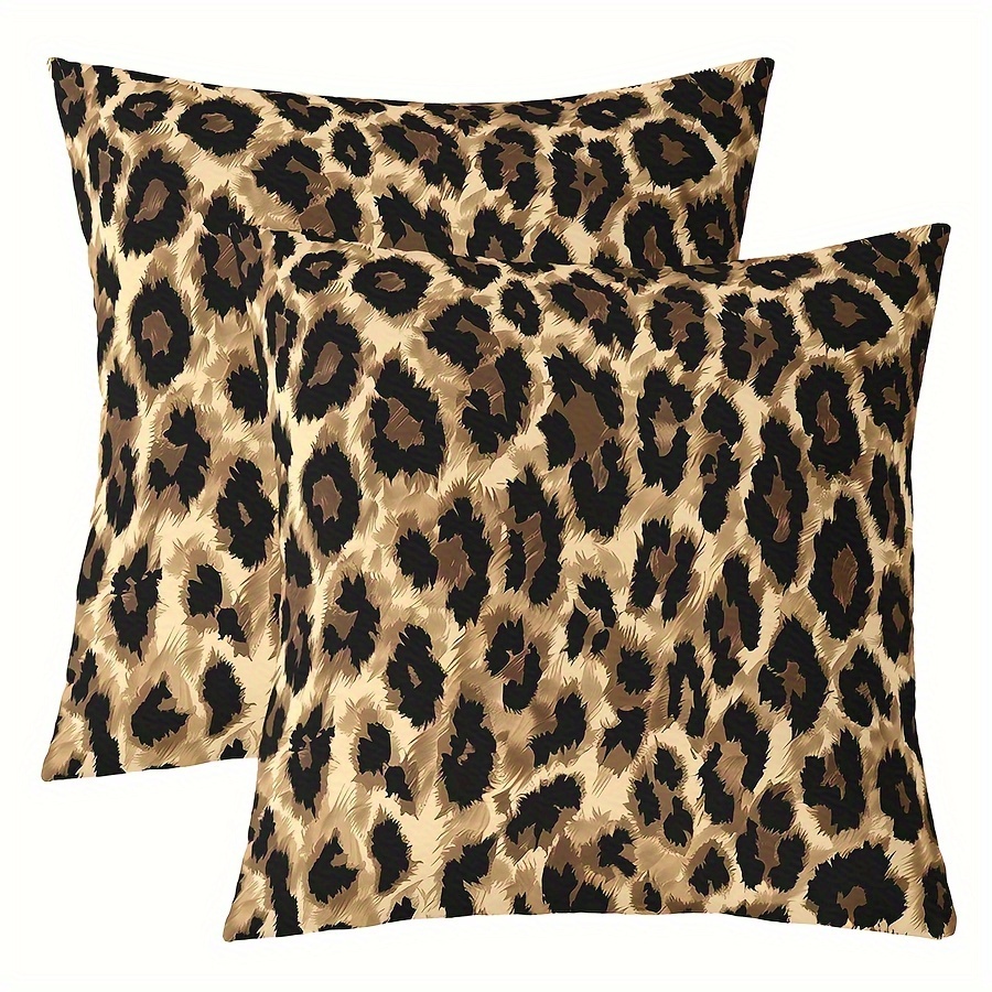 

2pcs & Leopard Print Decorative Pillowcases - , Zip Closure, Machine Washable For Living Room & Bedroom Decor, 16x16/18x18/20x20 Inches