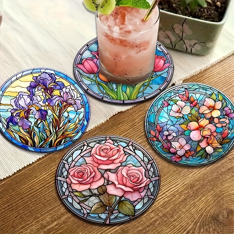 

8pcs Wooden Coaster Set - For Tea, & Beverages - & Restaurant Decor,