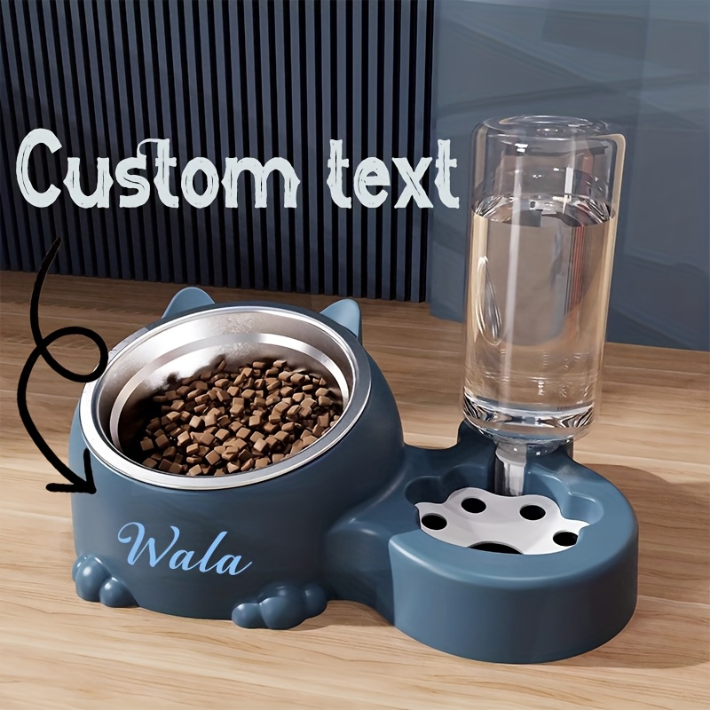 [Pet Rice Bowl] (Customized) Personalized, 1pc, Pet Rice Bowl, Cat Bowl, Dog Basin, Anti-Knock, Oblique Neck Protection, Automatic Drinking Water, Suitable for Other Small And Medium-Sized Pets Such As Cats And Dogs, Without Battery