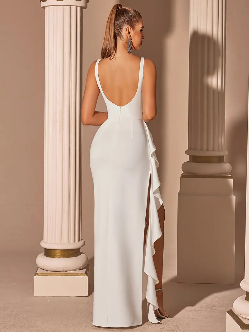 women elegant boat neck backless evening gown high waist - Temu Mauritius women elegant boat neck backless evening gown high waist - Temu Mauritius