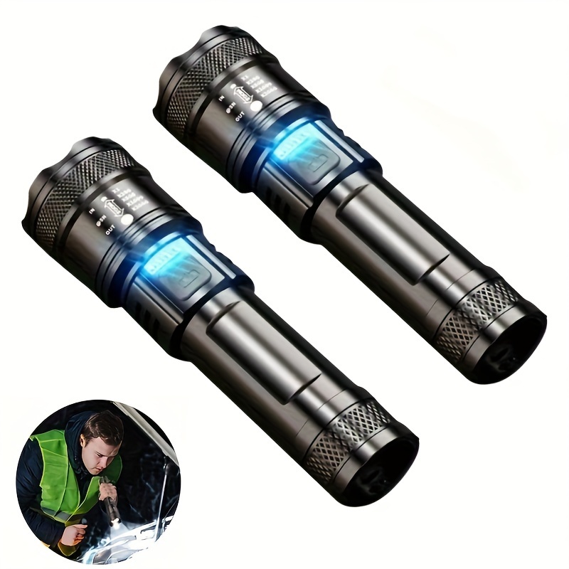 

1pc Usb-c Rechargeable Led Flashlight, Zoom Led Flashlight, 3-level Light Source, For Outdoor Work Lamp Lighting Outdoor Camping