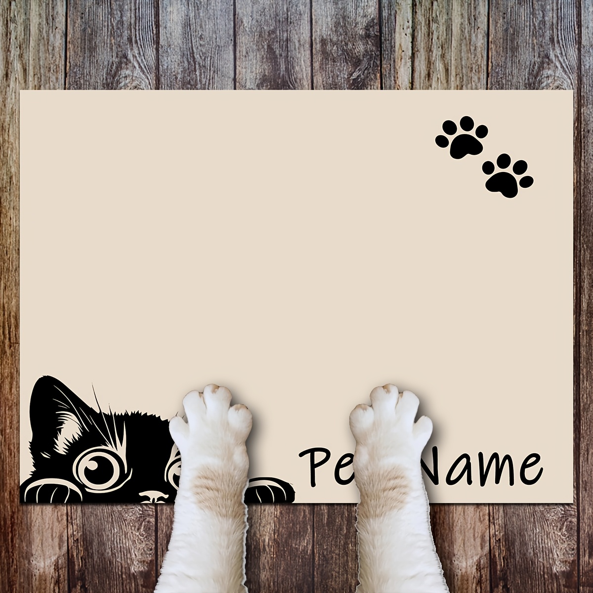 TEMU Custom 1pc, Customizable Name Cartoon Kitten Pattern Pet Feeding Mat, Pet Feeding Mat, Non-slip Mat, Cat And Dog Food And Water Bowl Mat, Dog