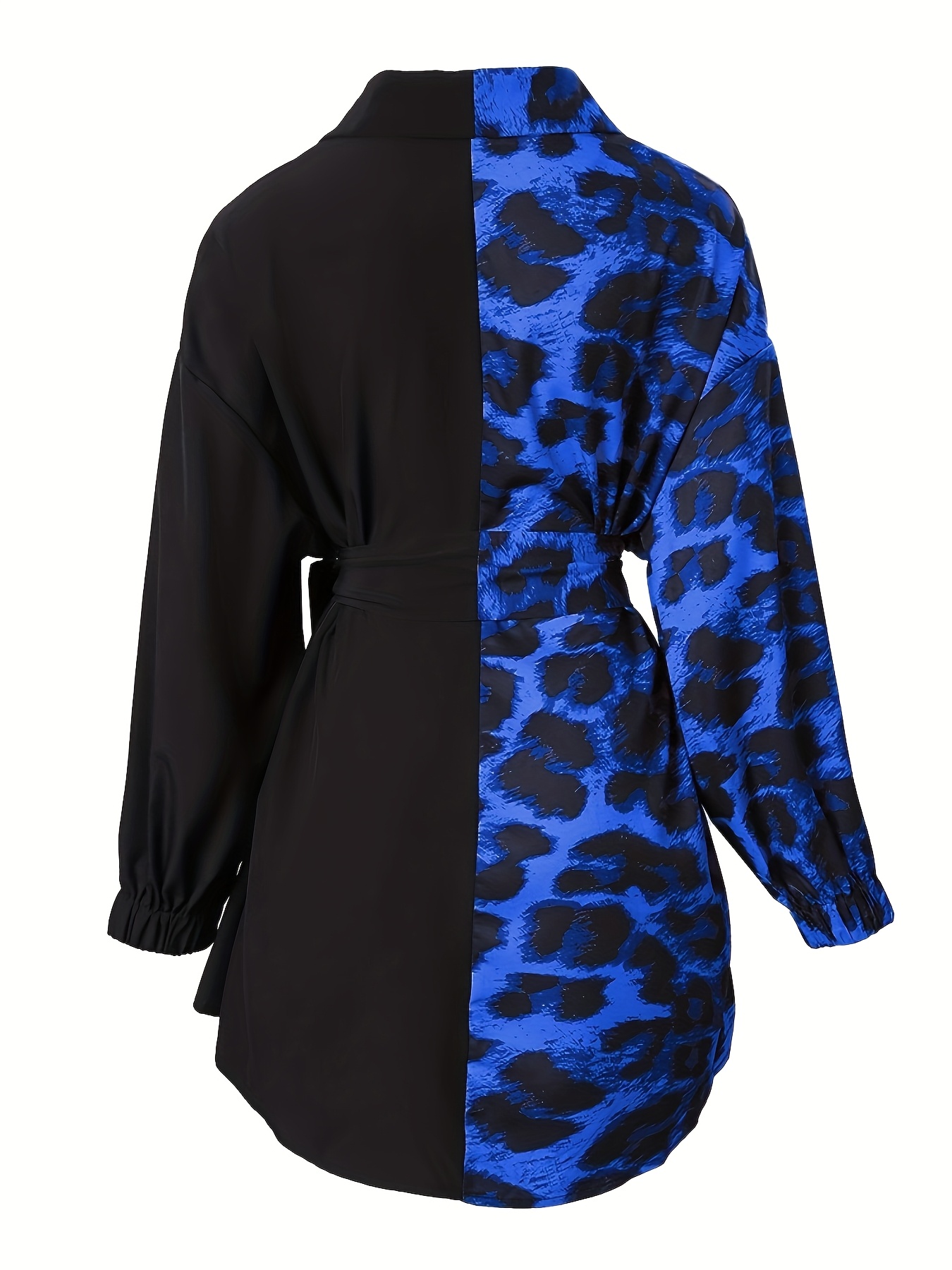 womens leopard print wrap dress v neck button details Temu