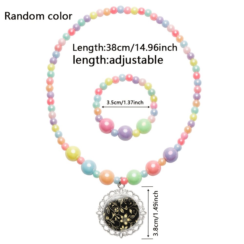 2pcs Women's Cute Necklace & Bracelet Set, Random Colour