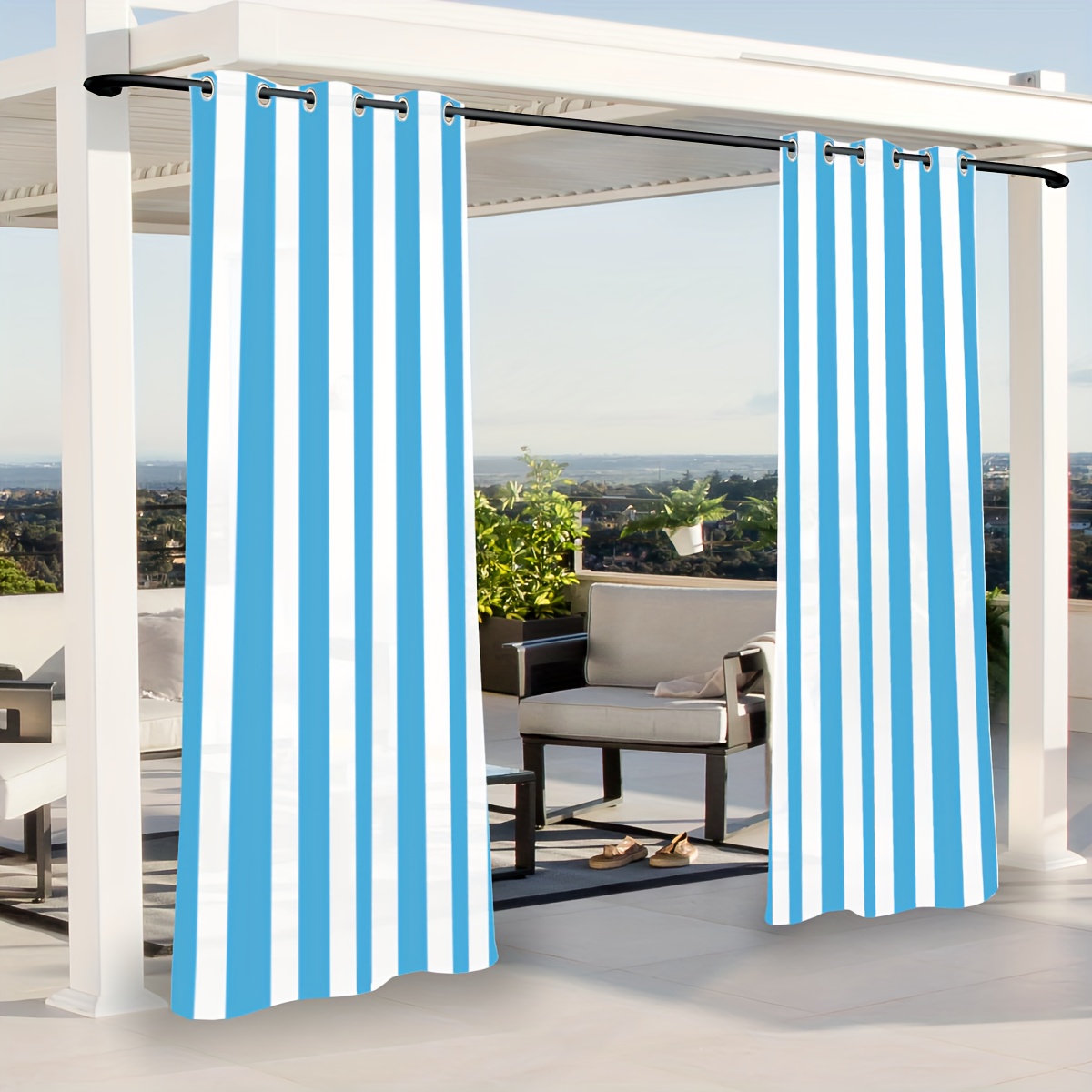 contemporary striped outdoor curtains water resistant - Temu Switzerland, image size:1200x1200