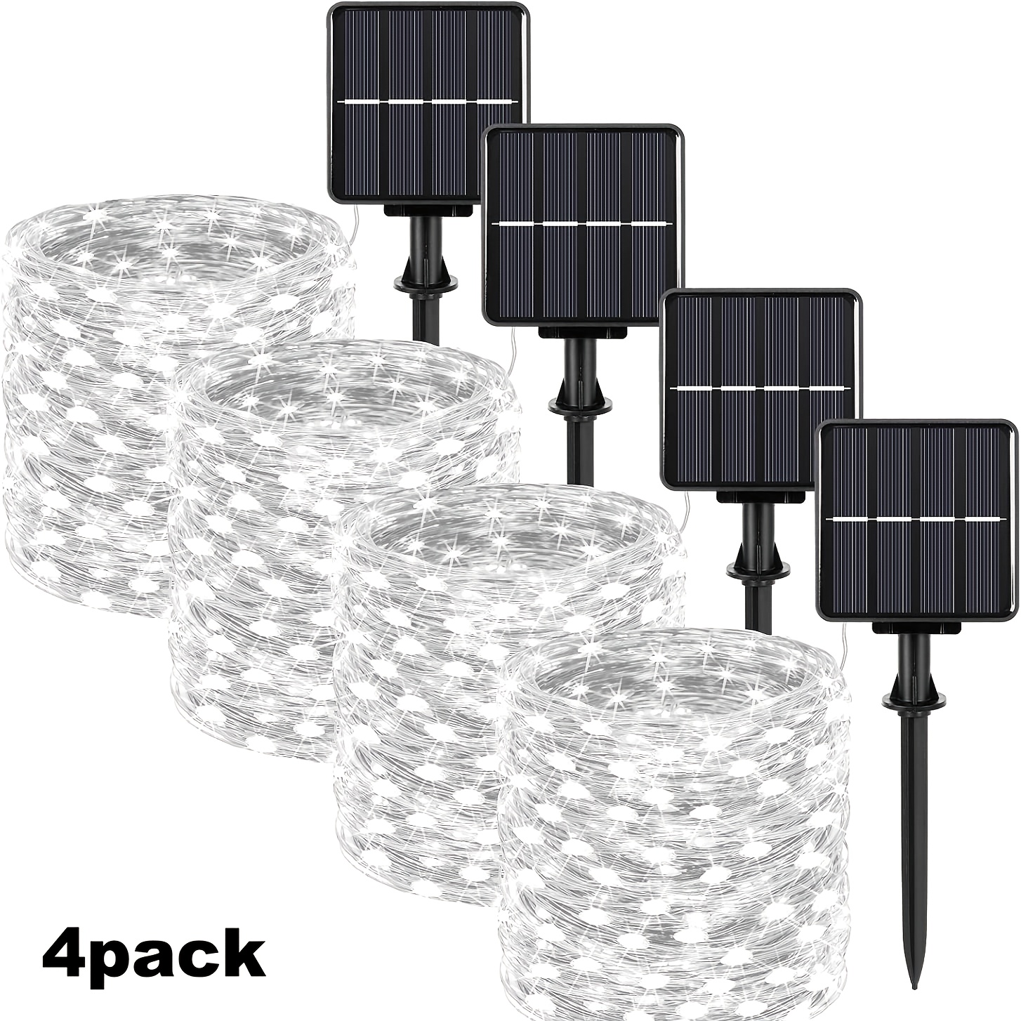 TEMU Extra-long 1890in 400 Led Halloween Decorative Solar Fairy String Lights, 4-pack 472in 100 Led Outdoor Twinkle Lights 8 Lighting Cool White