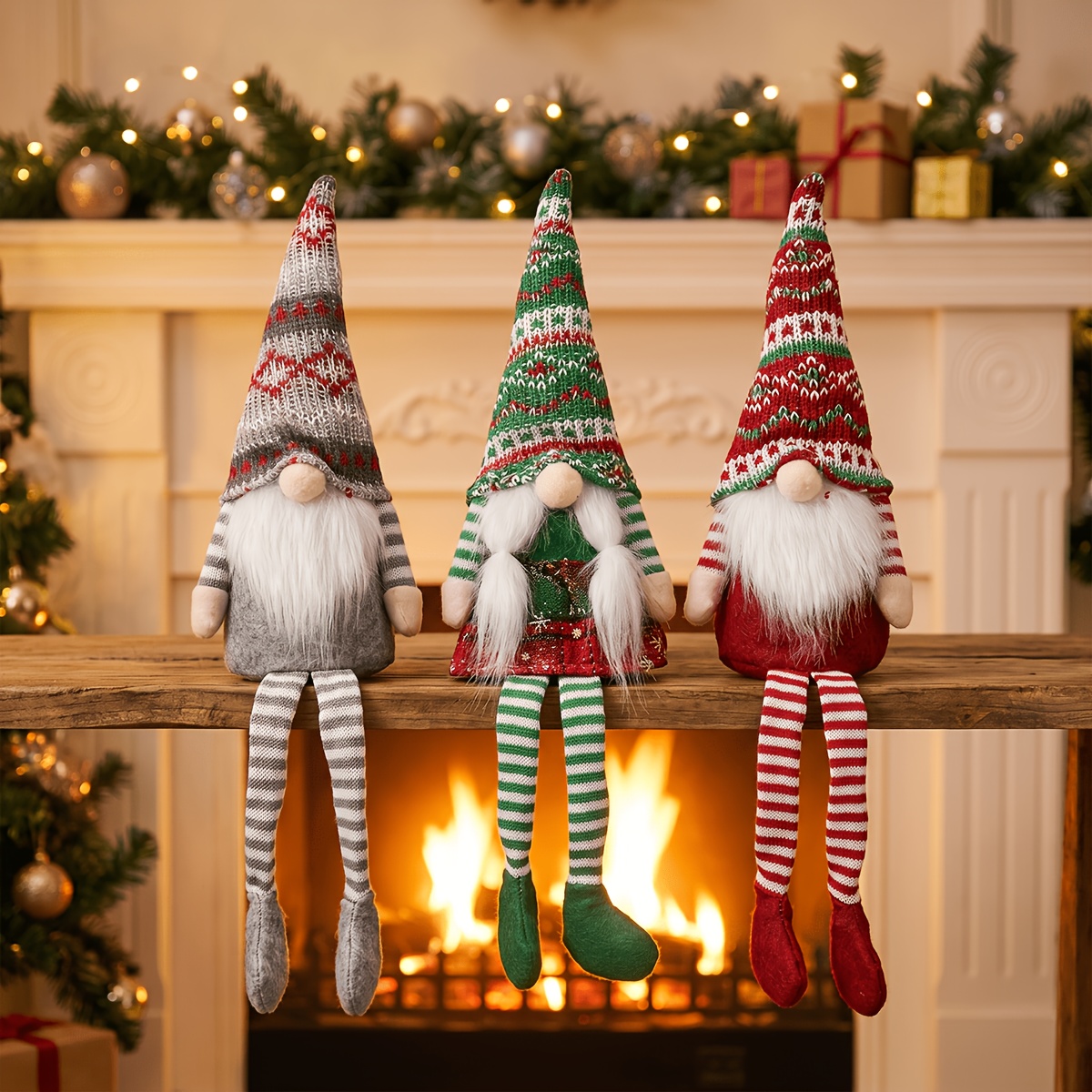 TEMU Figurines , décoration de Noël, gnome, poupée, style nordique, longues jambes, homme âgé visage, décorations de Noël, très appropriées pour