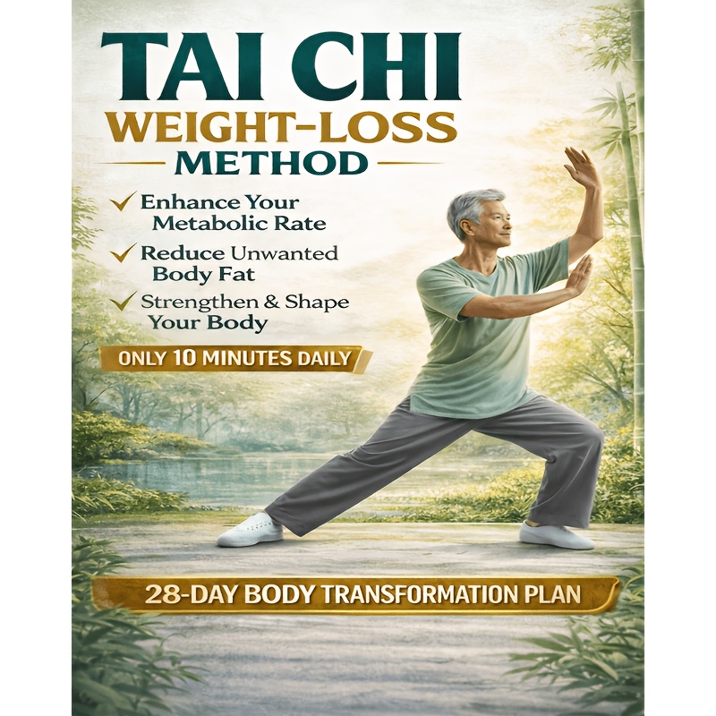 TEMU Tai Chi Weight Loss And Body Shaping Method: 28-day Fat-burning Plan With 10-minute Daily Home Practice | Low-impact, Knee-friendly,