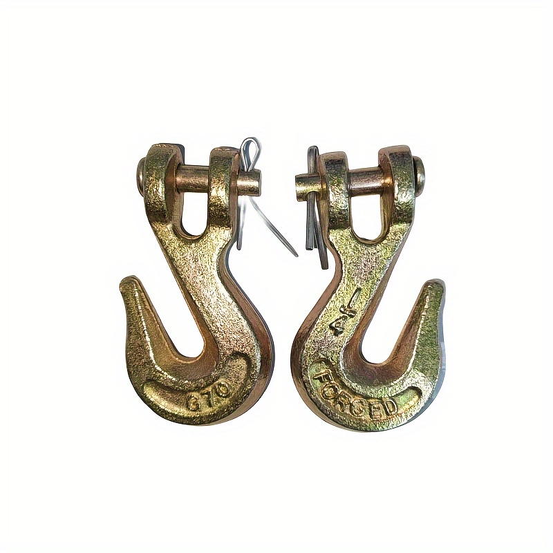 2-pack G80 Heavy-duty Grab Hook Set With Safety Lock Hook, Towing & Secure For Trucks, Trailers - Rear Part Location