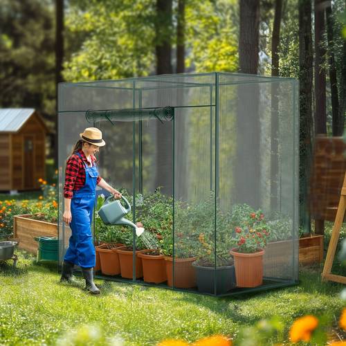 jaulas de cultivo para plantas de jardín, carpa de protección para plantas de 6.6x3.3x6 pies con puerta de cremallera, cubierta para elevado, cubierta para jardinera con , jaulas para plantas resistentes al viento para plantas de exterior, verduras y flores