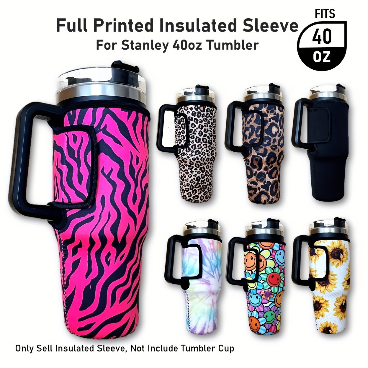 

1pc Funny Printed Cup, Insulated Sleeve For 40oz/1200ml Tumbler Cup, Reusable Water Bottle Protective Cover, Cup Accessories, Suitable For Outdoor Camping, Driving And Traveling
